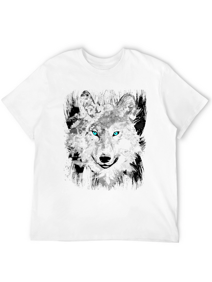 Camiseta Negra con Diseño Abstracto de Lobo