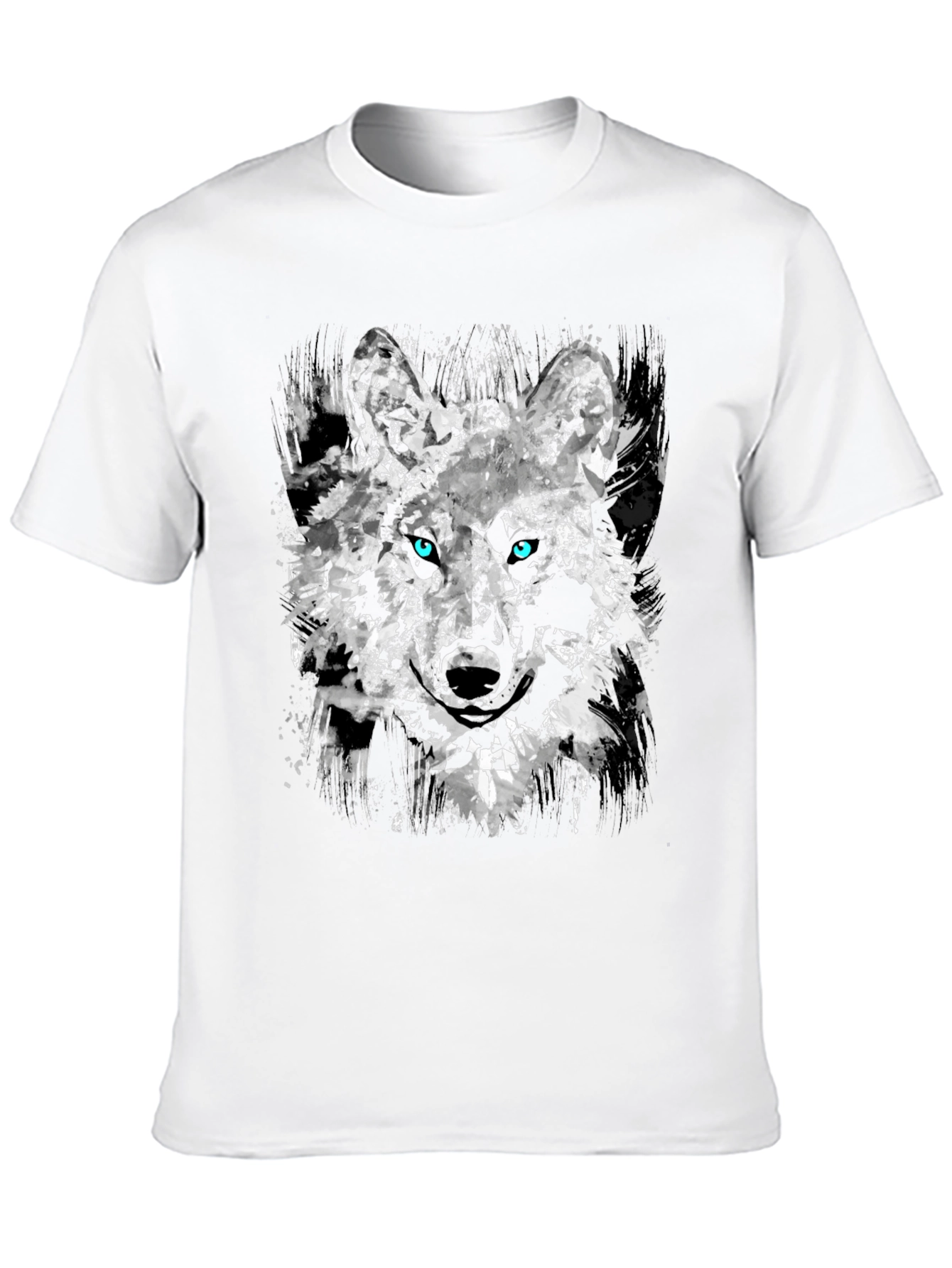 Camiseta Negra con Diseño Abstracto de Lobo