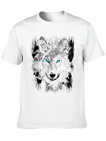 Camiseta Negra con Diseño Abstracto de Lobo