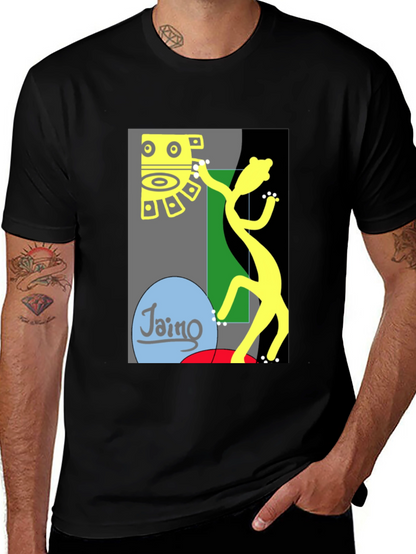 Camiseta Negra con Diseño Abstracto de Arte Moderno