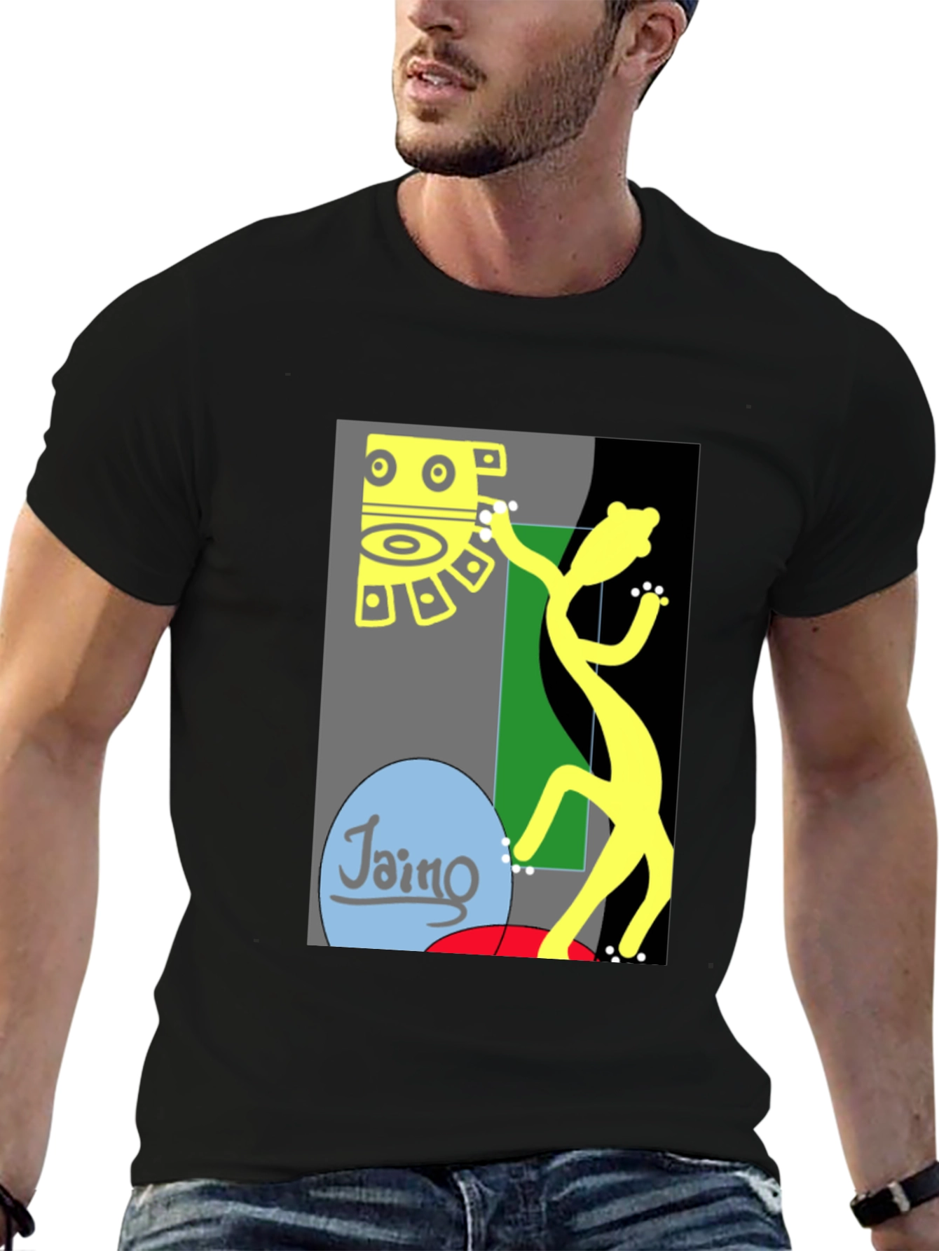 Camiseta Negra con Diseño Abstracto de Arte Moderno