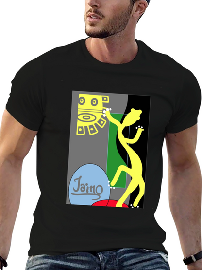 Camiseta Negra con Diseño Abstracto de Arte Moderno