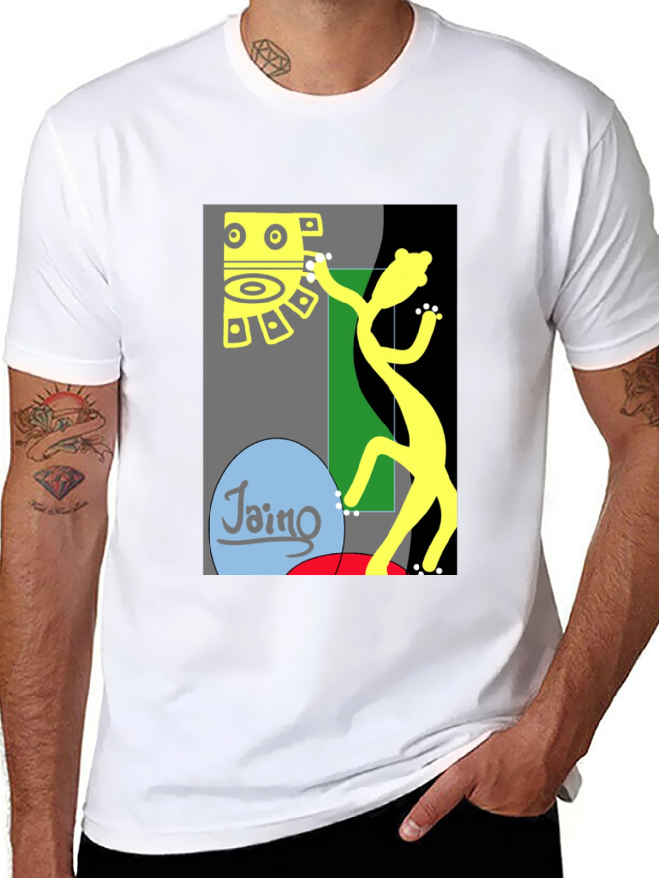 Camiseta Negra con Diseño Abstracto de Arte Moderno