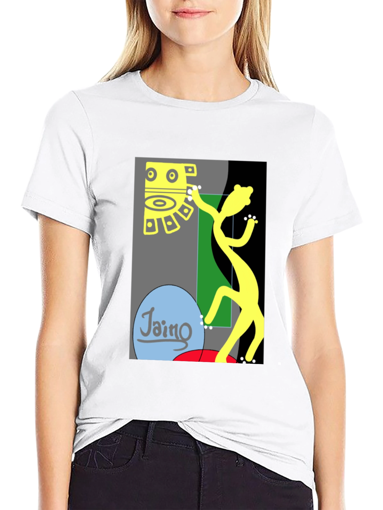 Camiseta Negra con Diseño Abstracto de Arte Moderno