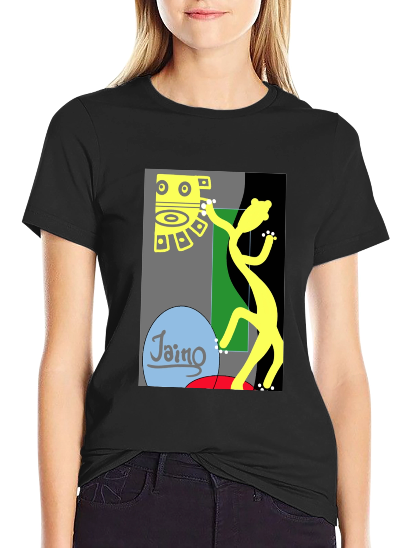Camiseta Negra con Diseño Abstracto de Arte Moderno