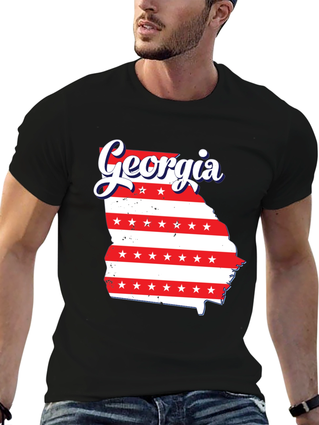 Camiseta Negra Georgia Patriótica