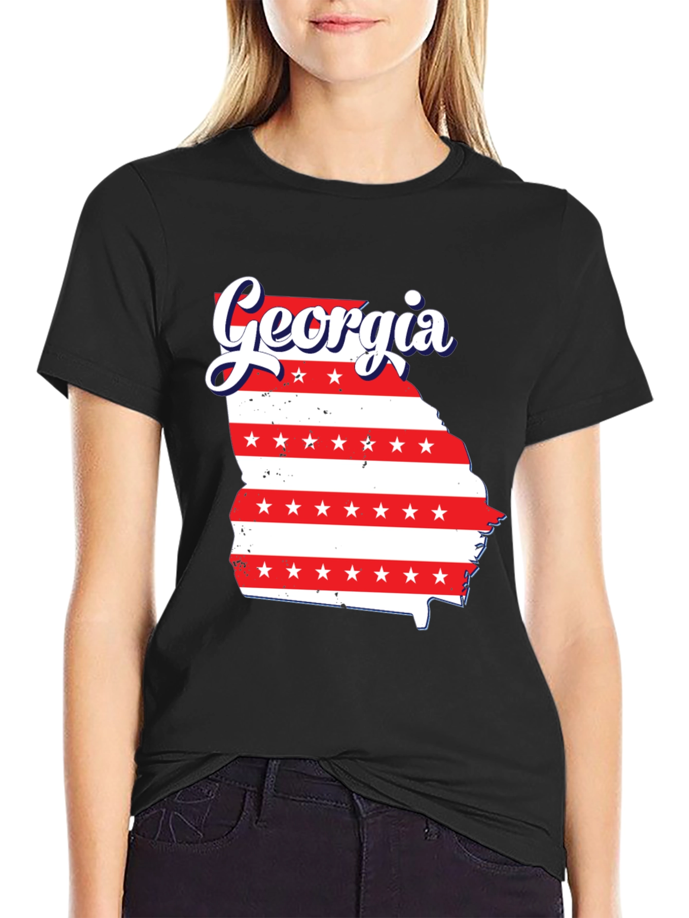 Camiseta Negra Georgia Patriótica