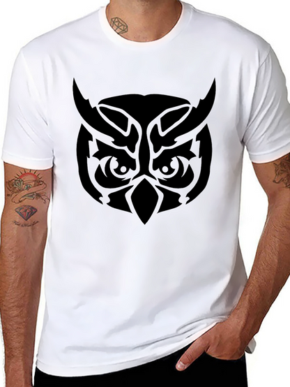 Camiseta Negra Hombre Diseño Búho Tribal