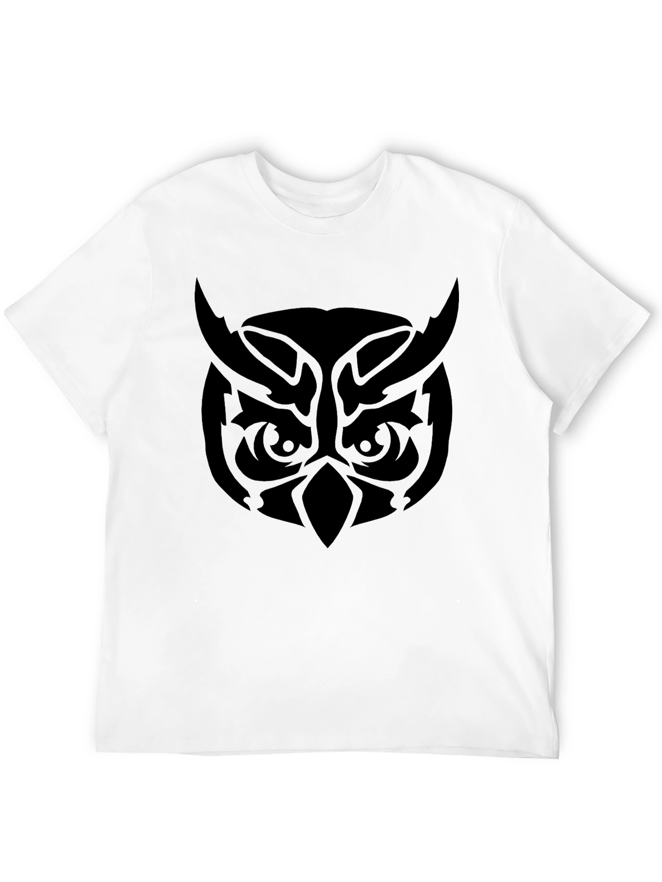 Camiseta Negra Hombre Diseño Búho Tribal