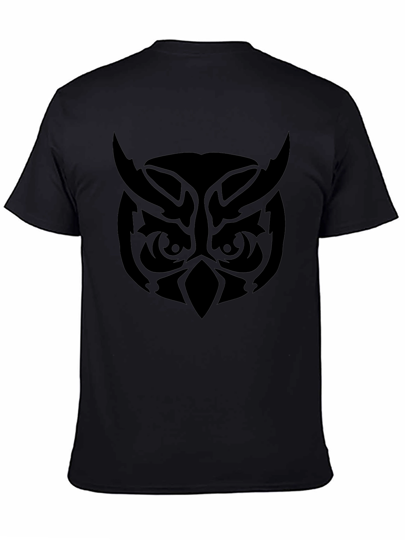 Camiseta Negra Hombre Diseño Búho Tribal