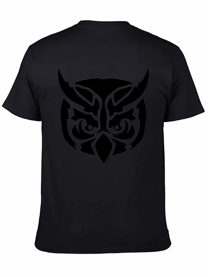 Camiseta Negra Hombre Diseño Búho Tribal