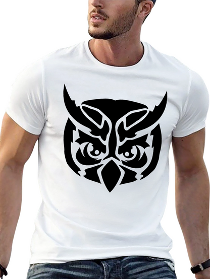 Camiseta Negra Hombre Diseño Búho Tribal
