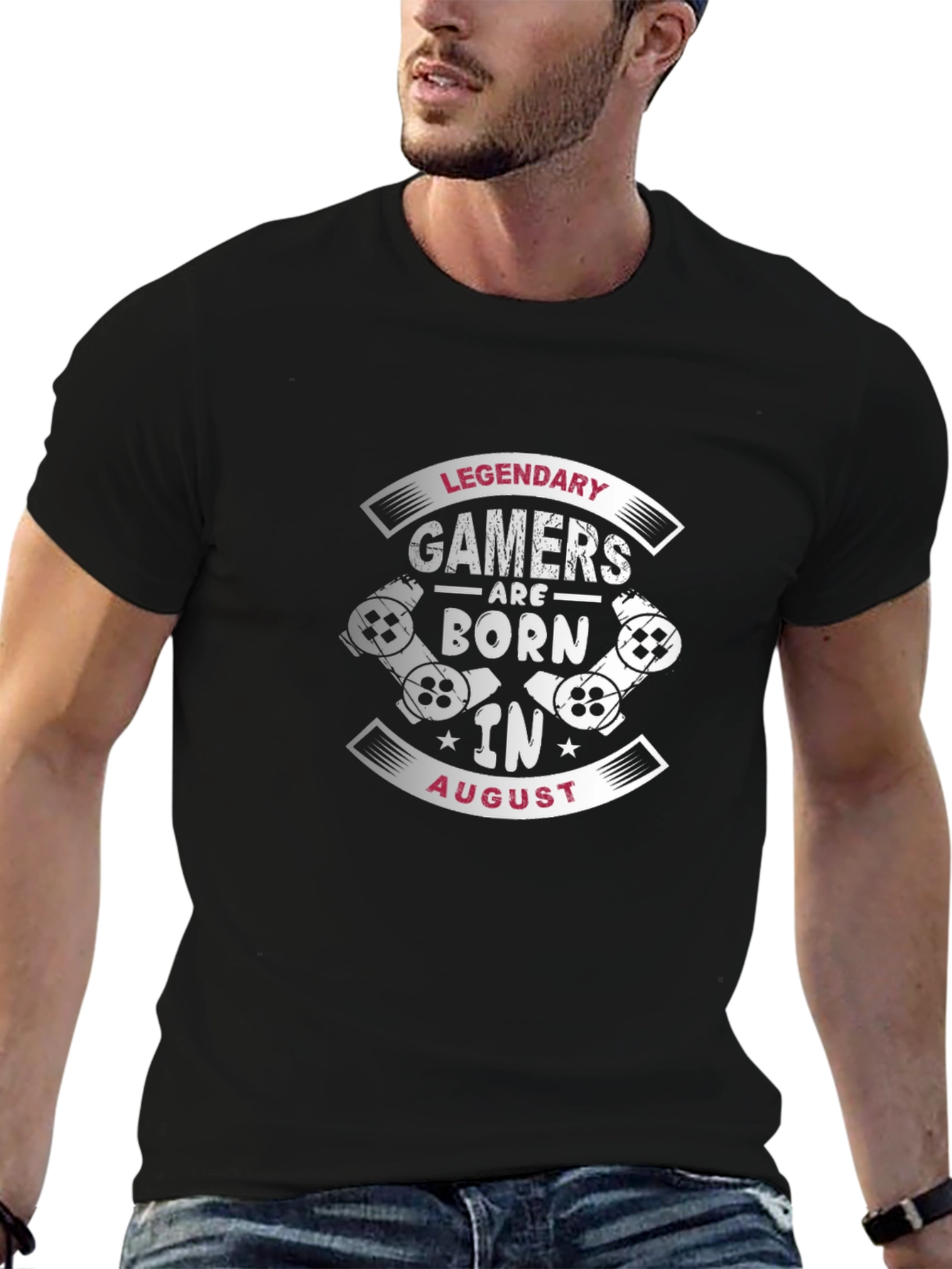 Camiseta Negra Gamer Legendarios Nacidos en Agosto