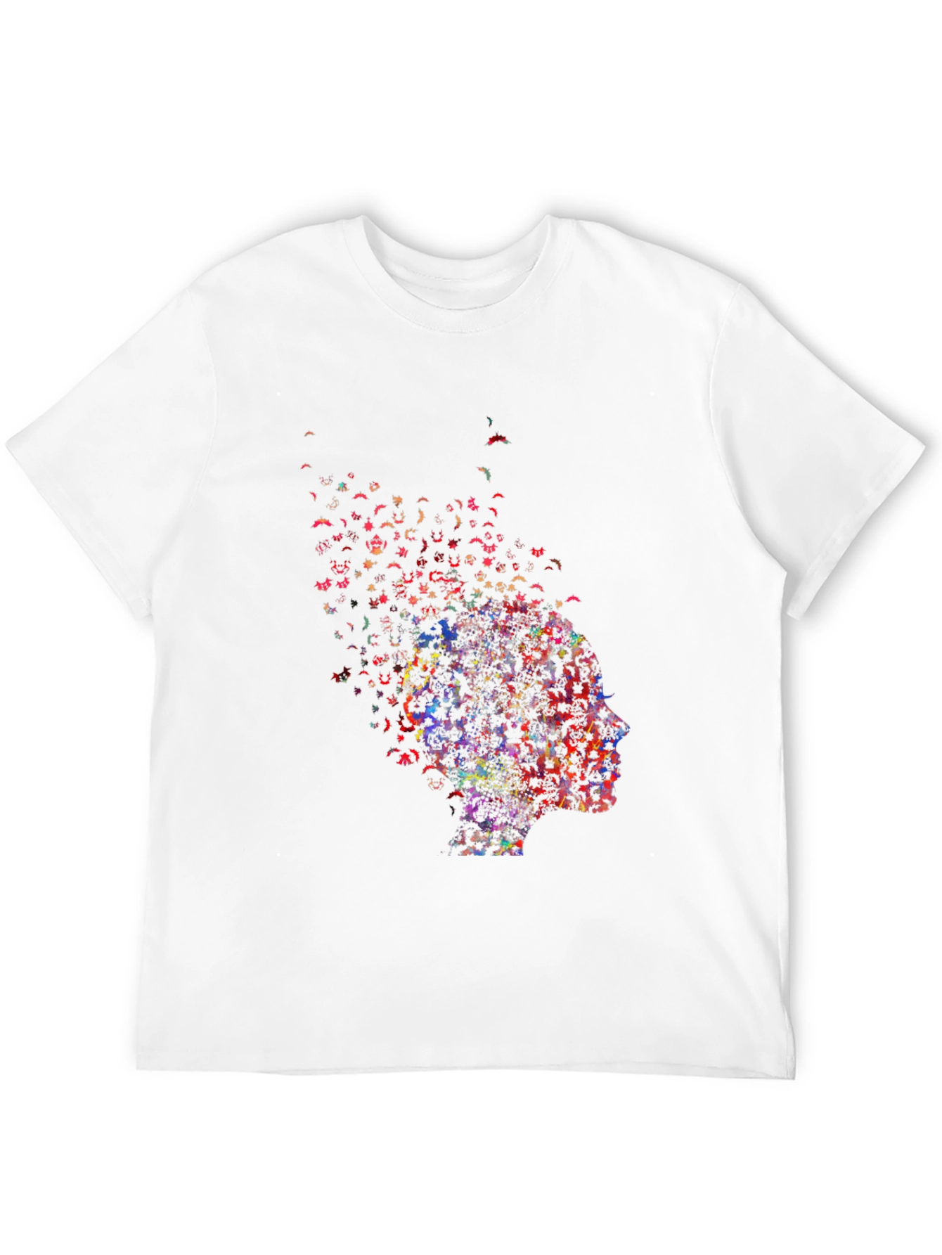 Camiseta Negra con Diseño Abstracto de Perfil Humano