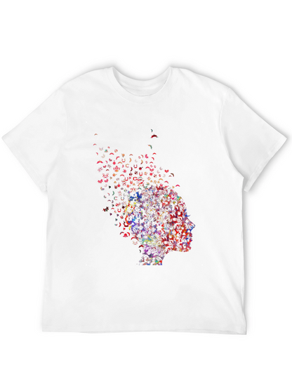 Camiseta Negra con Diseño Abstracto de Perfil Humano