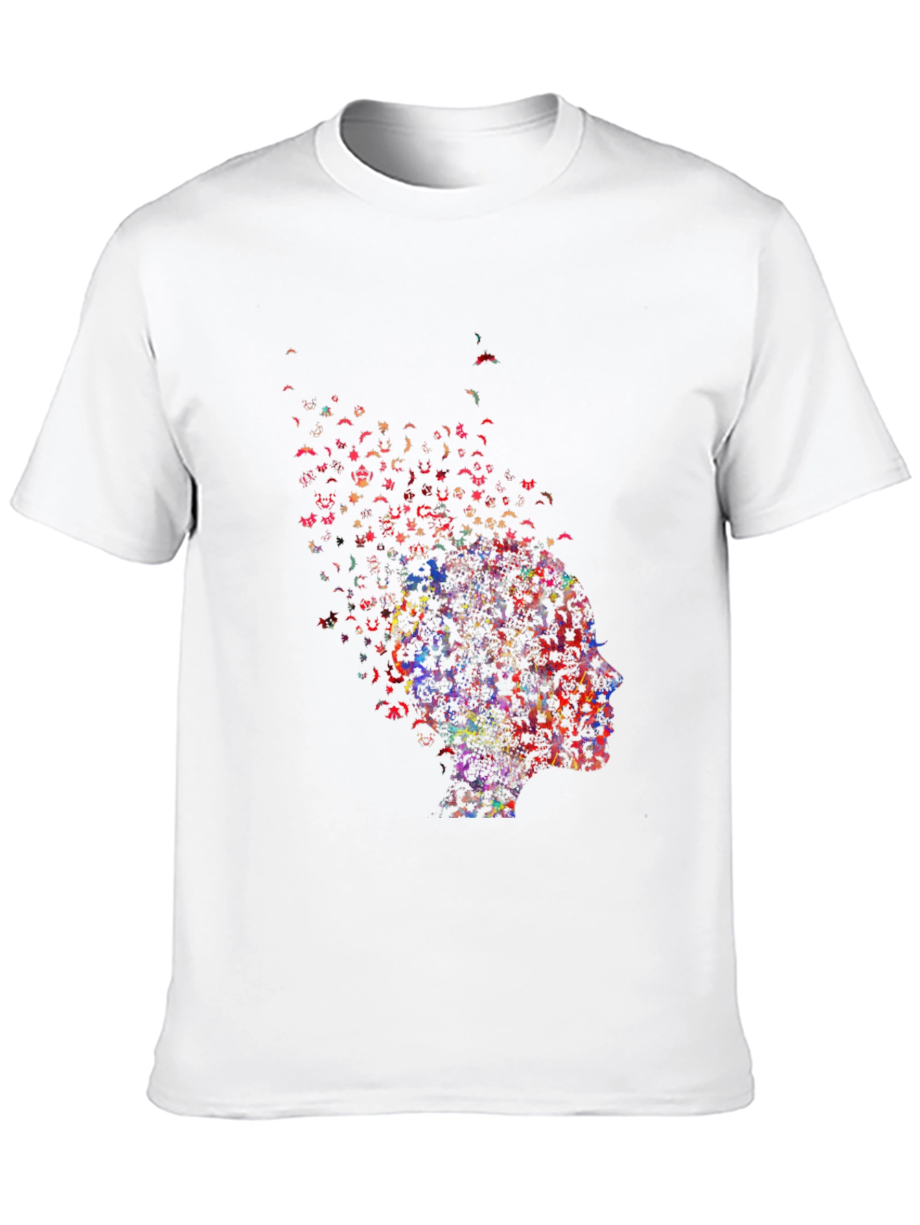 Camiseta Negra con Diseño Abstracto de Perfil Humano