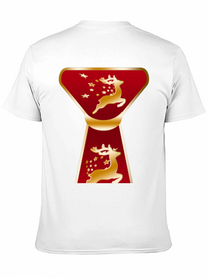 Camiseta Navideña Ciervo Dorado Diseño Moderno