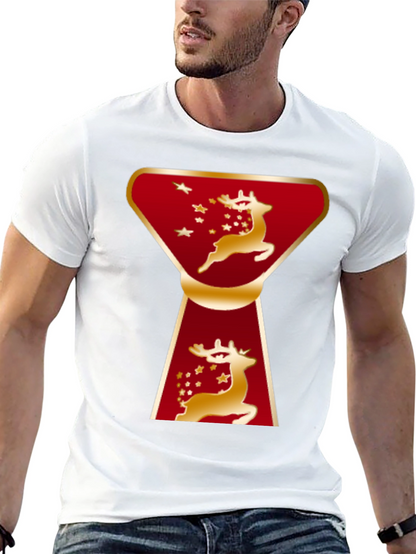 Camiseta Navideña Ciervo Dorado Diseño Moderno
