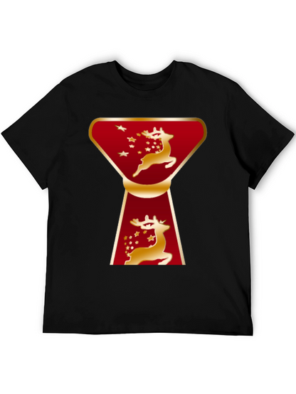 Camiseta Navideña Ciervo Dorado Diseño Moderno