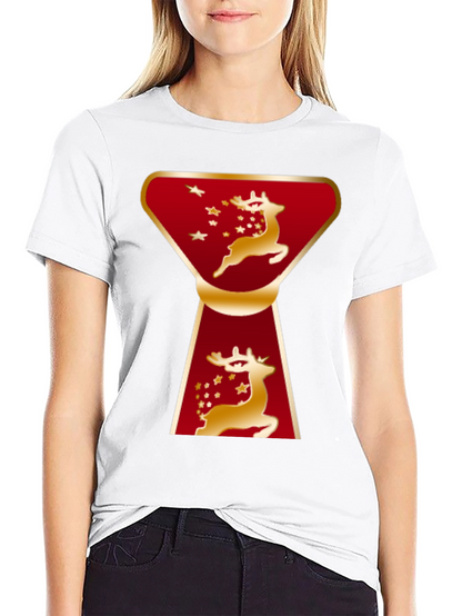 Camiseta Navideña Ciervo Dorado Diseño Moderno