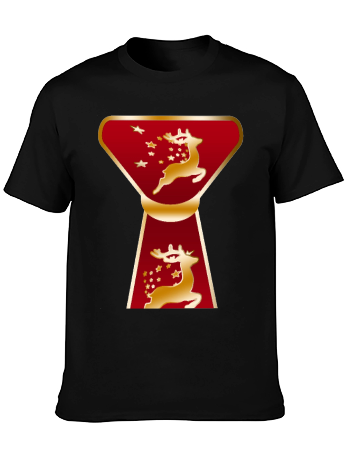 Camiseta Navideña Ciervo Dorado Diseño Moderno