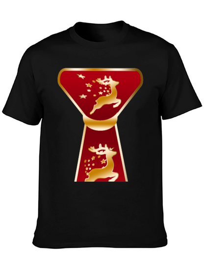 Camiseta Navideña Ciervo Dorado Diseño Moderno