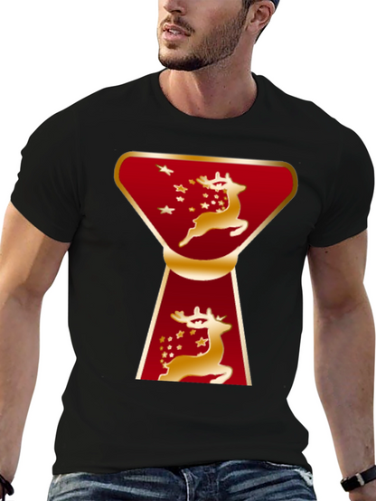 Camiseta Navideña Ciervo Dorado Diseño Moderno