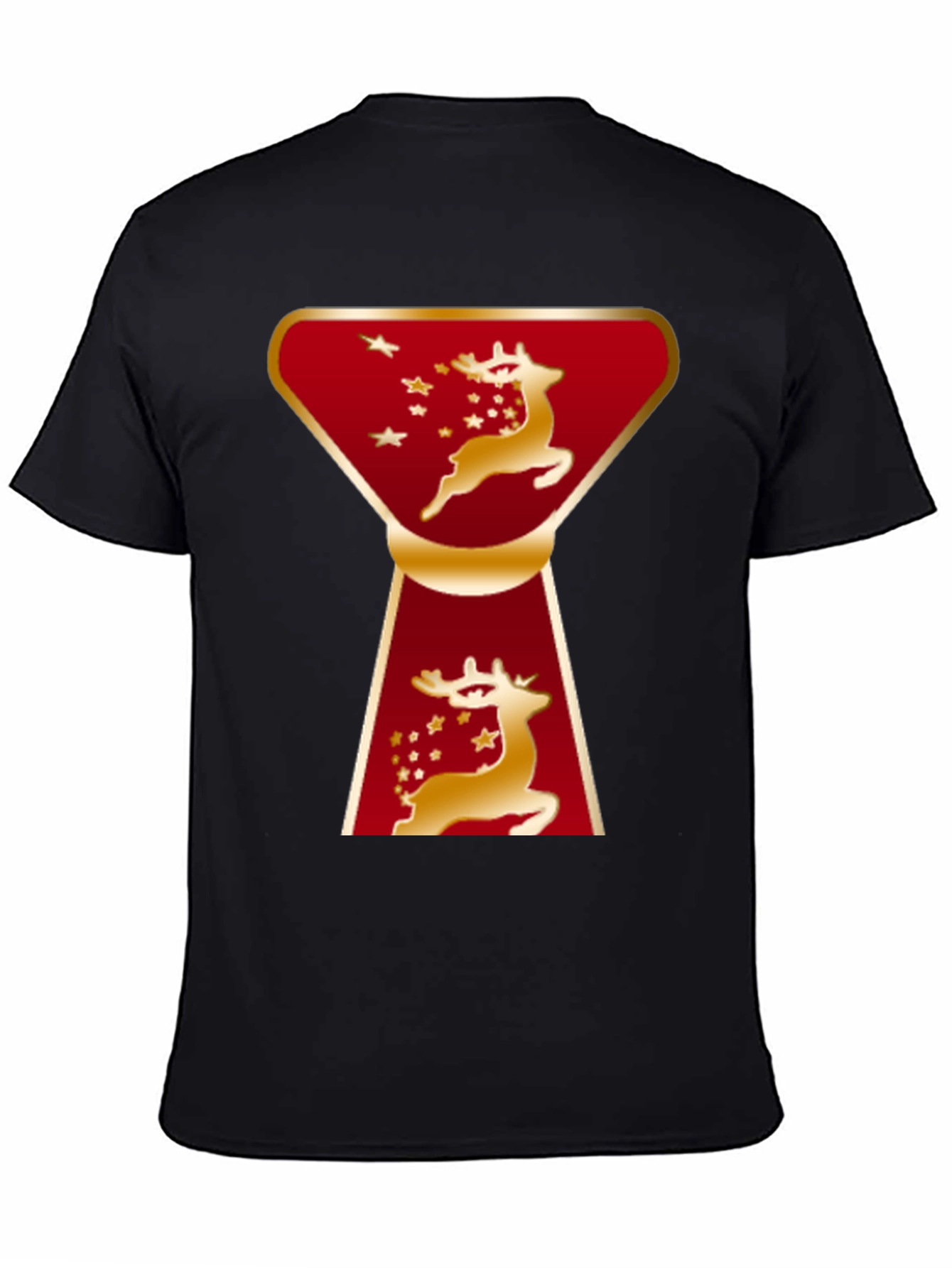 Camiseta Navideña Ciervo Dorado Diseño Moderno