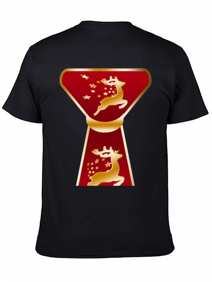 Camiseta Navideña Ciervo Dorado Diseño Moderno