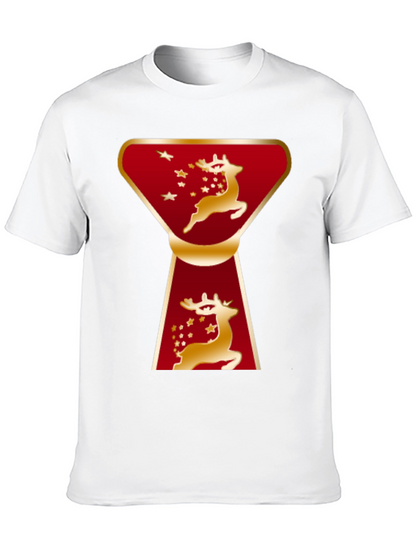 Camiseta Navideña Ciervo Dorado Diseño Moderno