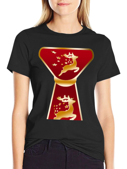 Camiseta Navideña Ciervo Dorado Diseño Moderno