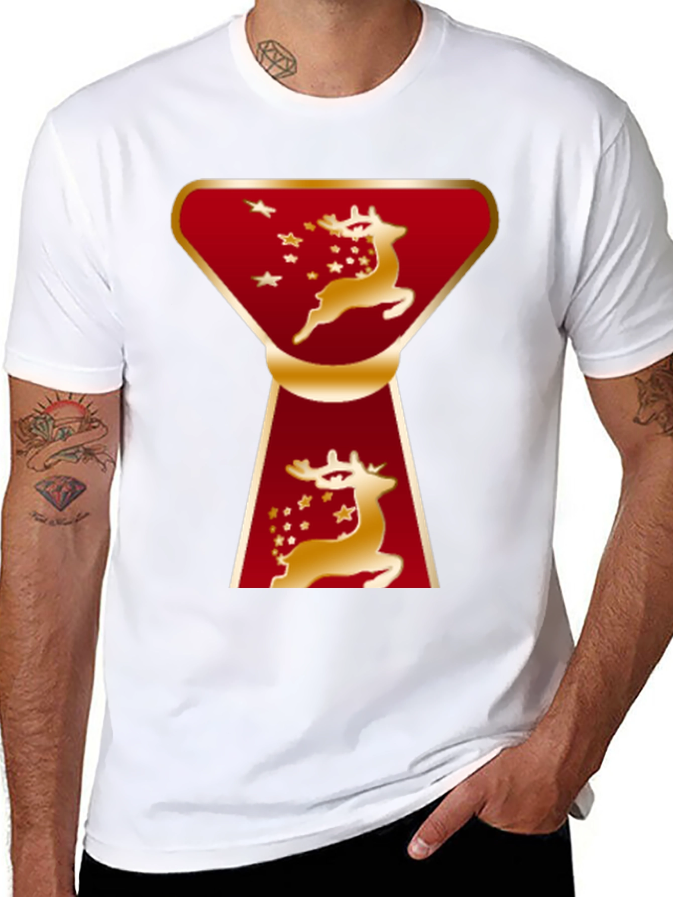 Camiseta Navideña Ciervo Dorado Diseño Moderno