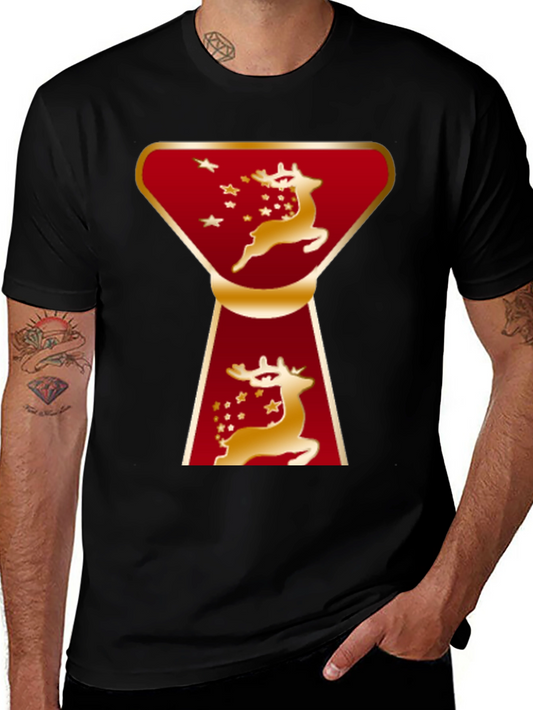 Camiseta Navideña Ciervo Dorado Diseño Moderno