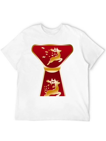 Camiseta Navideña Ciervo Dorado Diseño Moderno