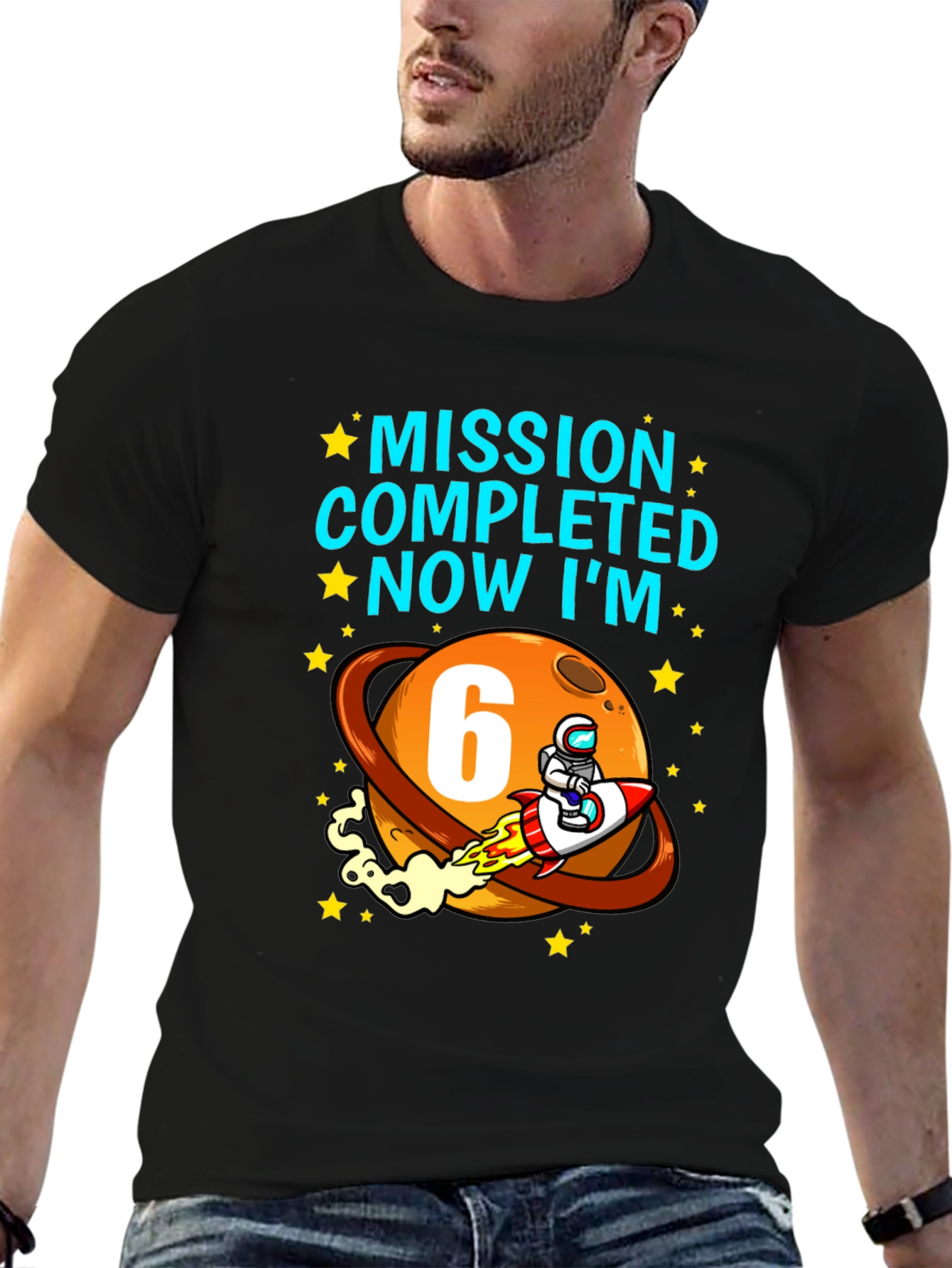 Camiseta Cumpleaños Espacial Misión Cumplida Ahora Tengo 6