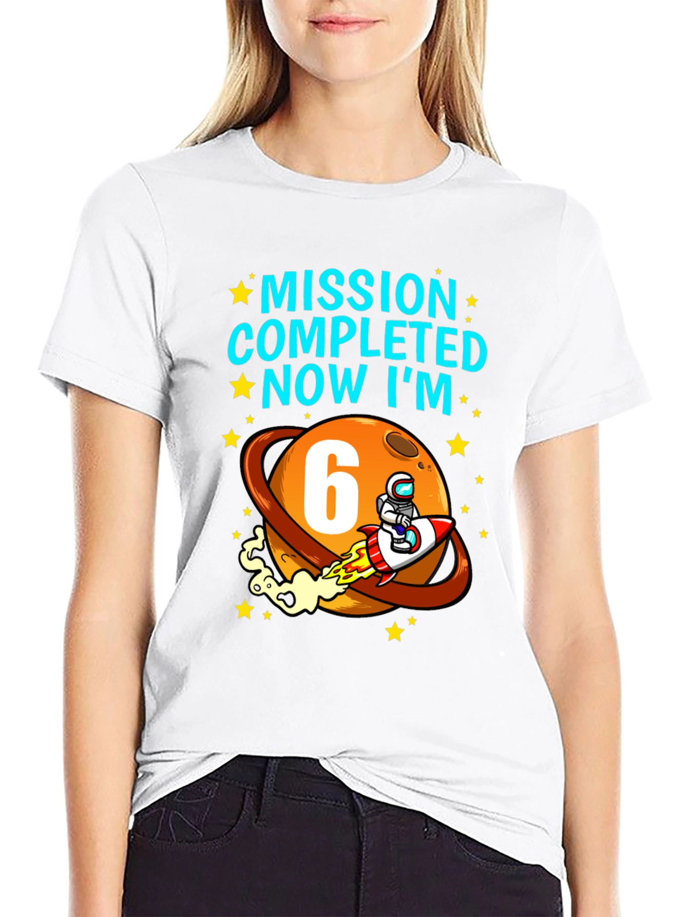 Camiseta Cumpleaños Espacial Misión Cumplida Ahora Tengo 6