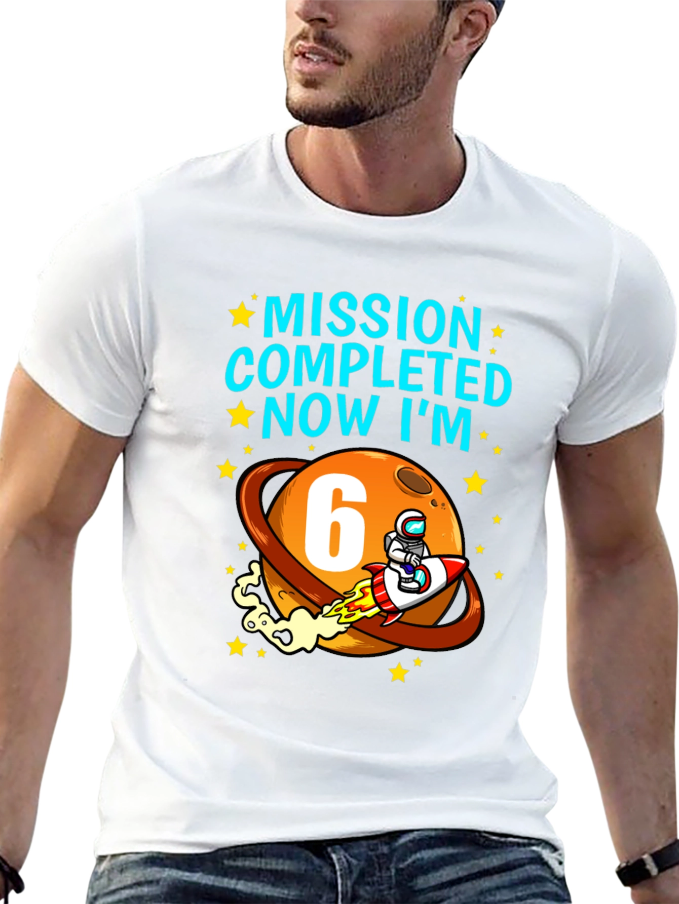 Camiseta Cumpleaños Espacial Misión Cumplida Ahora Tengo 6