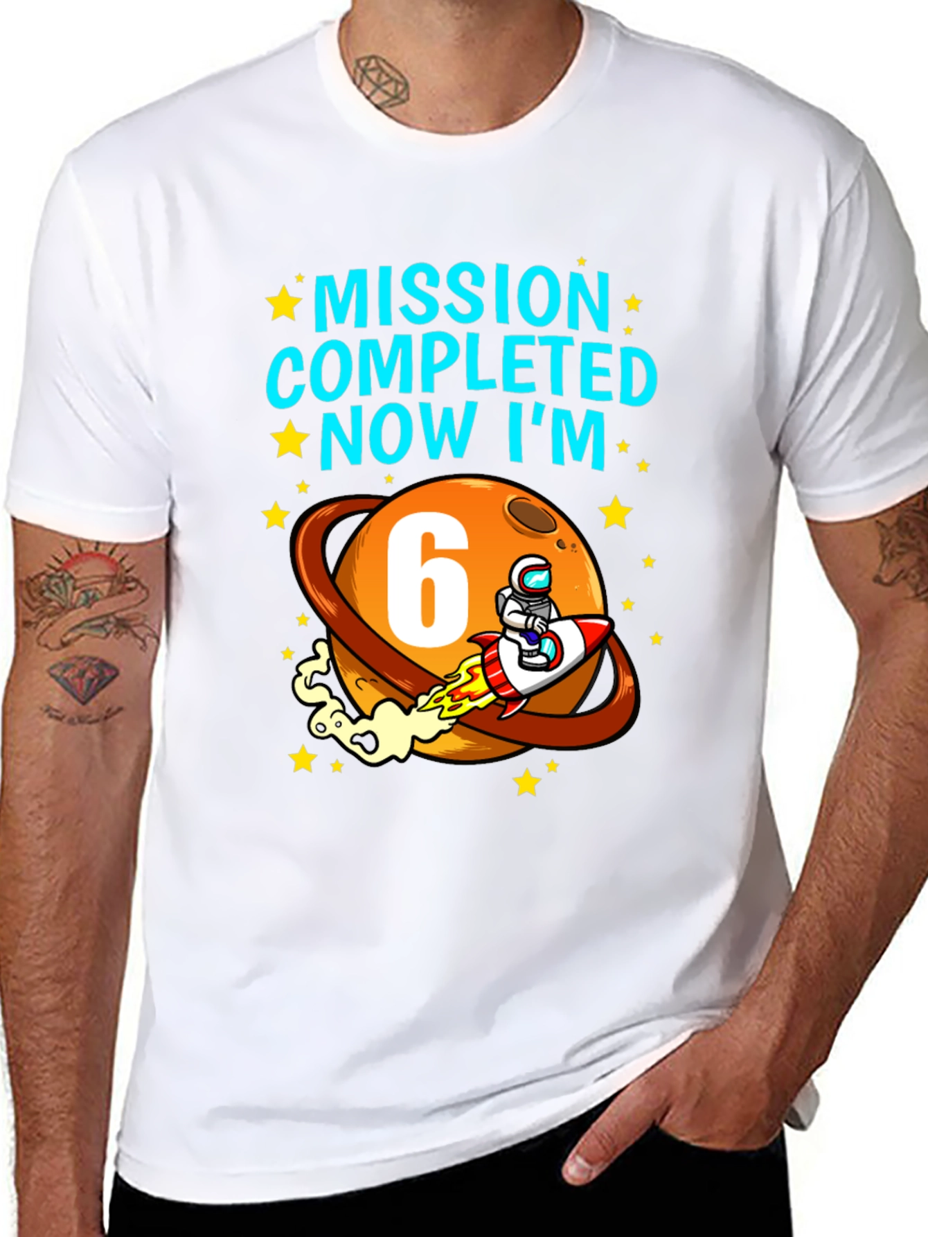Camiseta Cumpleaños Espacial Misión Cumplida Ahora Tengo 6