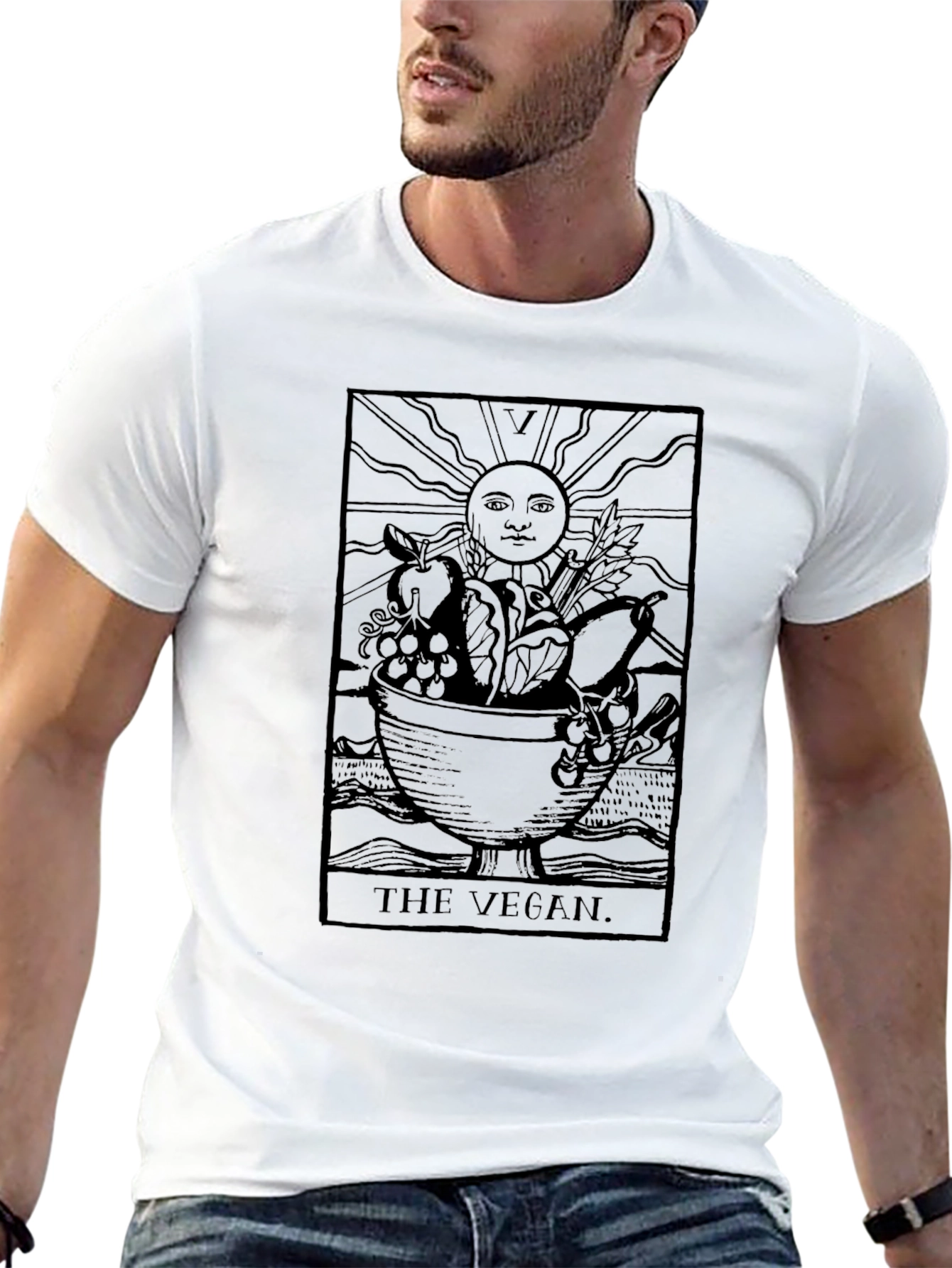 Camiseta Negra Vegana: Tarot de la Abundancia