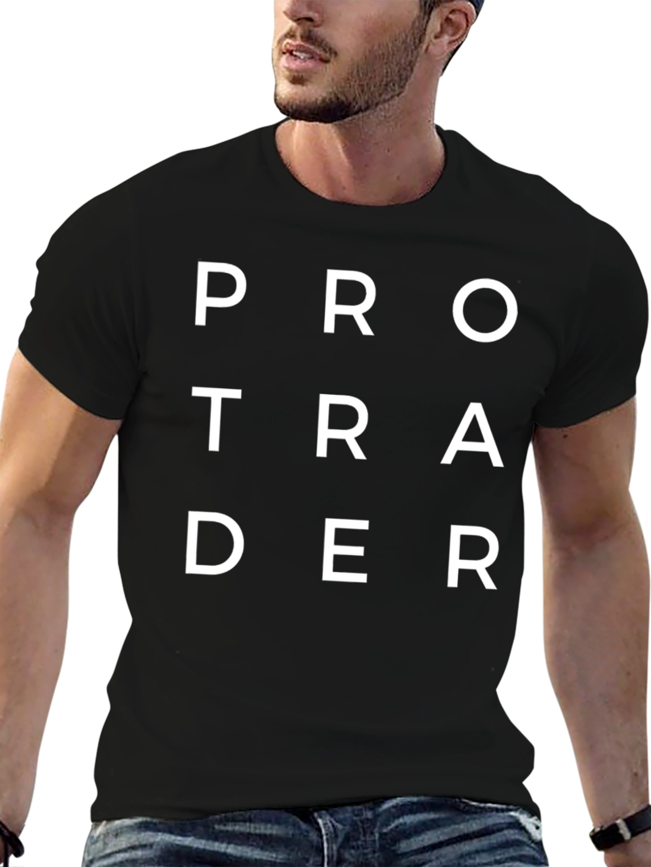 Camiseta Negra Pro Trader Algodón Estilo Casual