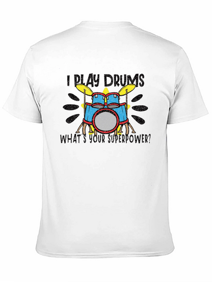 Camiseta Negra I Play Drums Superpoder