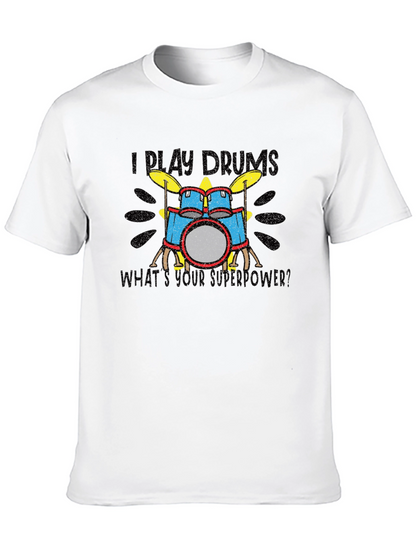 Camiseta Negra I Play Drums Superpoder