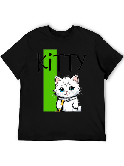 Camiseta Negra Kitty: Diseño de Gato Hockey