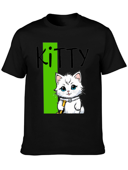 Camiseta Negra Kitty: Diseño de Gato Hockey