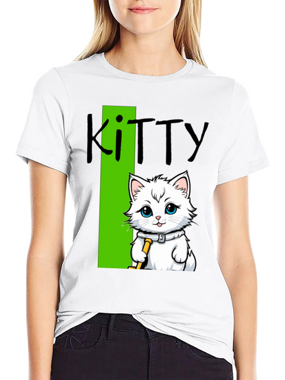 Camiseta Negra Kitty: Diseño de Gato Hockey