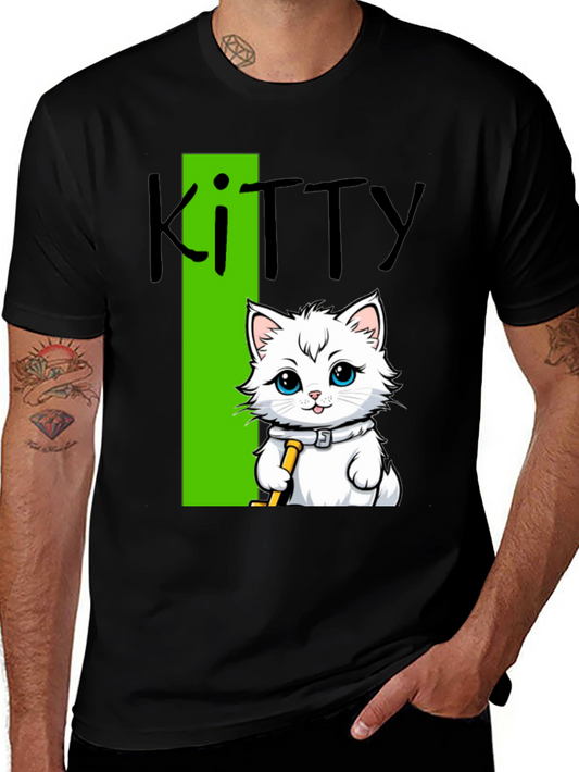 Camiseta Negra Kitty: Diseño de Gato Hockey