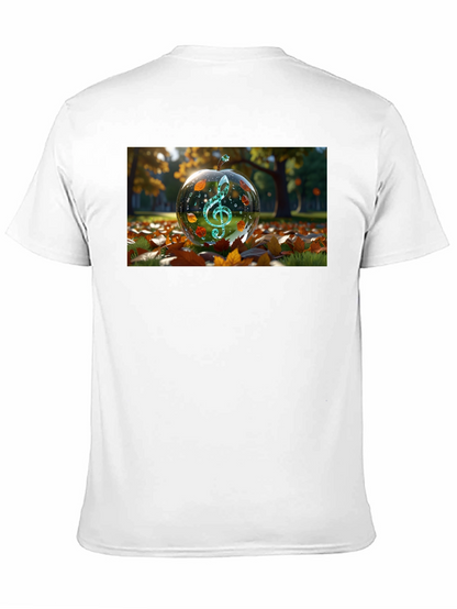Camiseta Negra con Diseño de Clave de Sol Otoñal