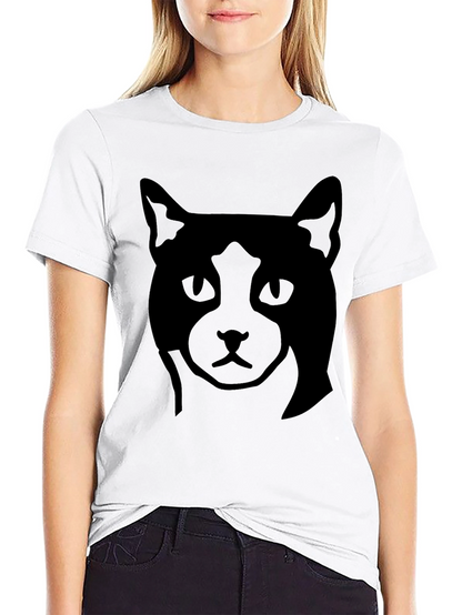 Camiseta Negra con Diseño de Gato