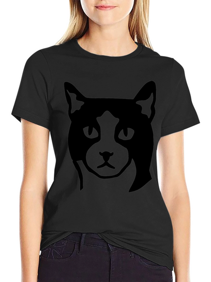 Camiseta Negra con Diseño de Gato