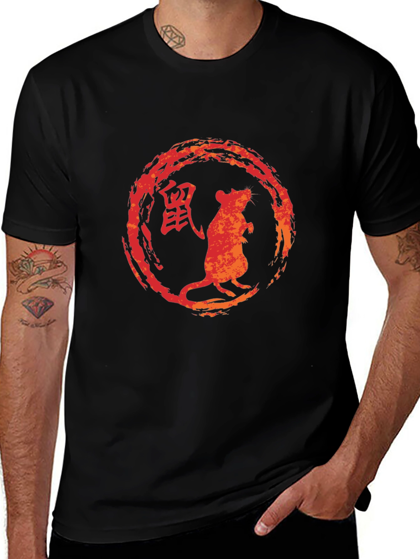 Camiseta Negra Zodiaco Chino Rata